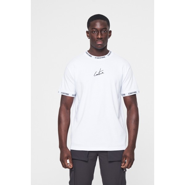 The Couture Club Jacquard Branded Reg Fit T-Shirt - White